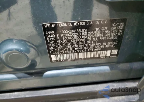 2023 Honda Hr-V Sport from USA, damaged, VIN 3CZRZ2H5XPM722831